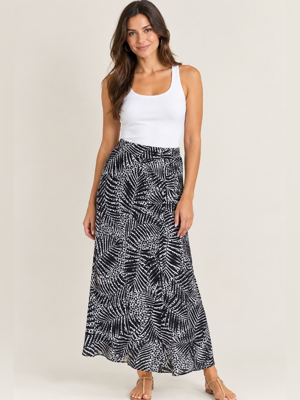 Cynthia Rowley Navy and White Printed Maxi Skirt